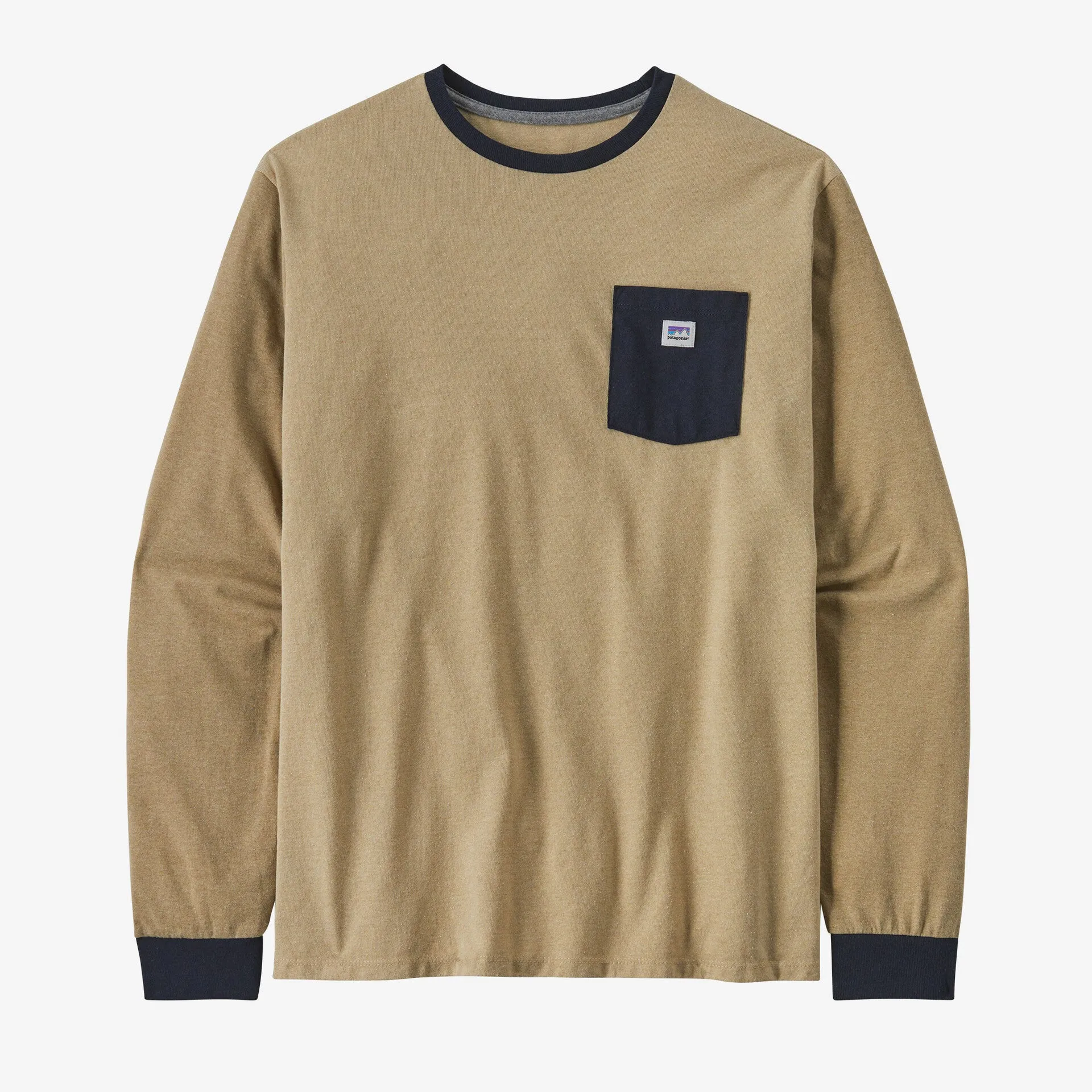 Men's Patagonia | Long-Sleeved Shop Sticker Pocket Tee | Nautilus Tan