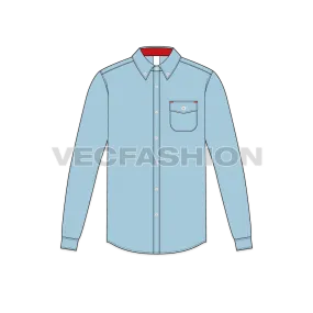 Mens Regular Fit Classic Oxford Shirt Vector Template