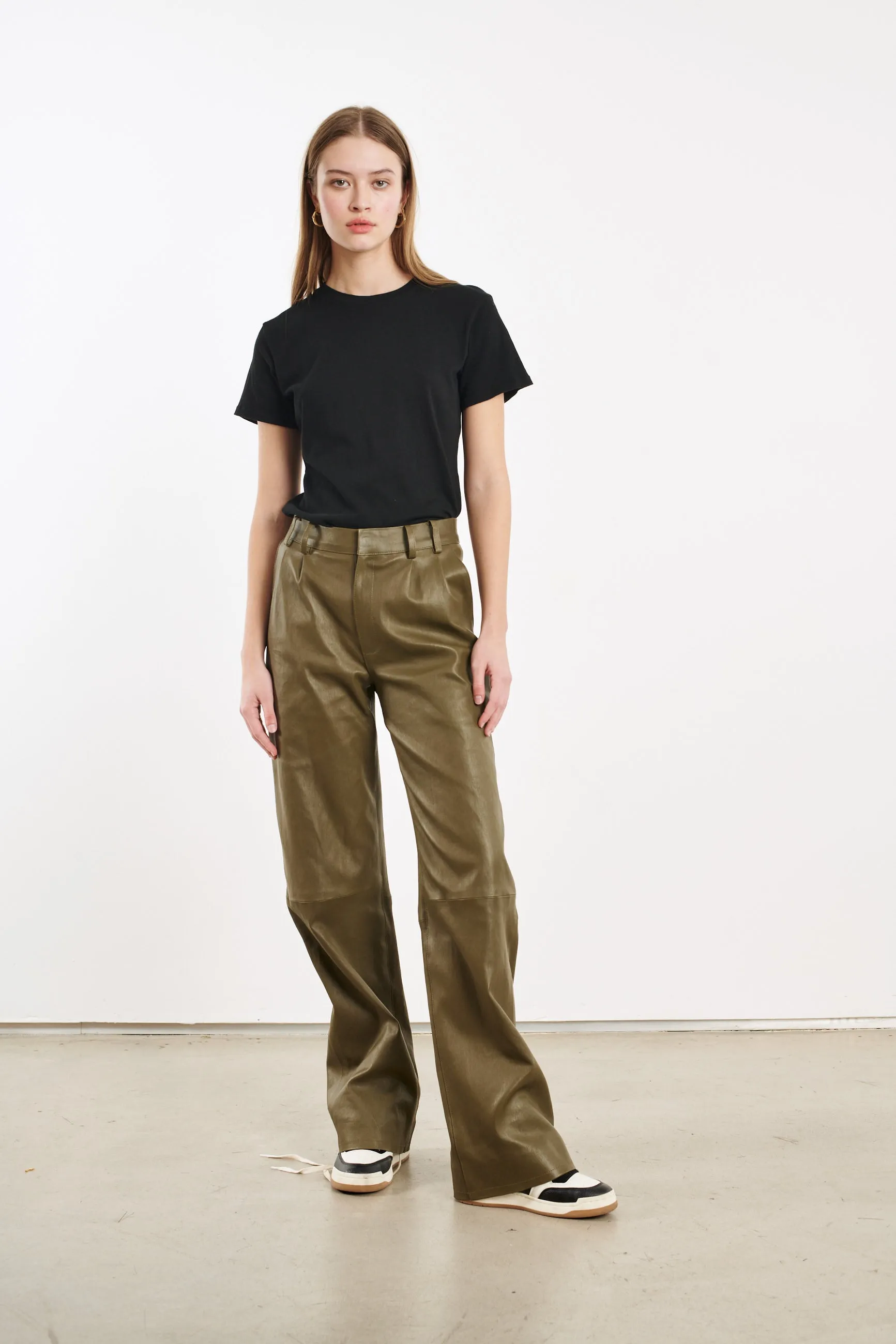 Moss Leather Straight Leg Trousers