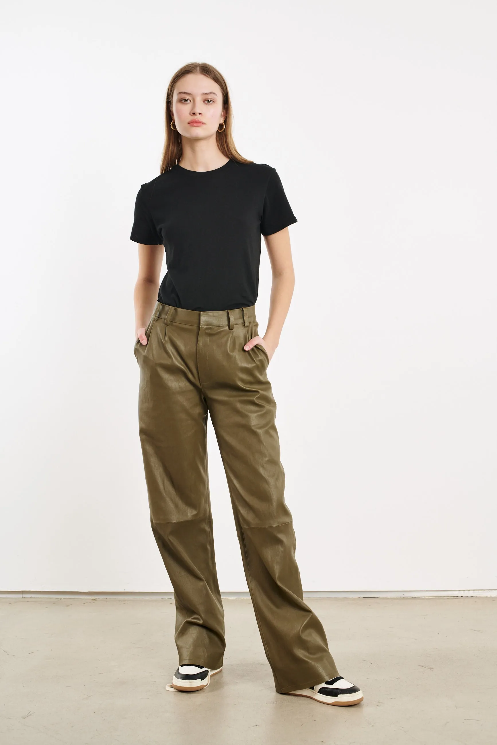 Moss Leather Straight Leg Trousers