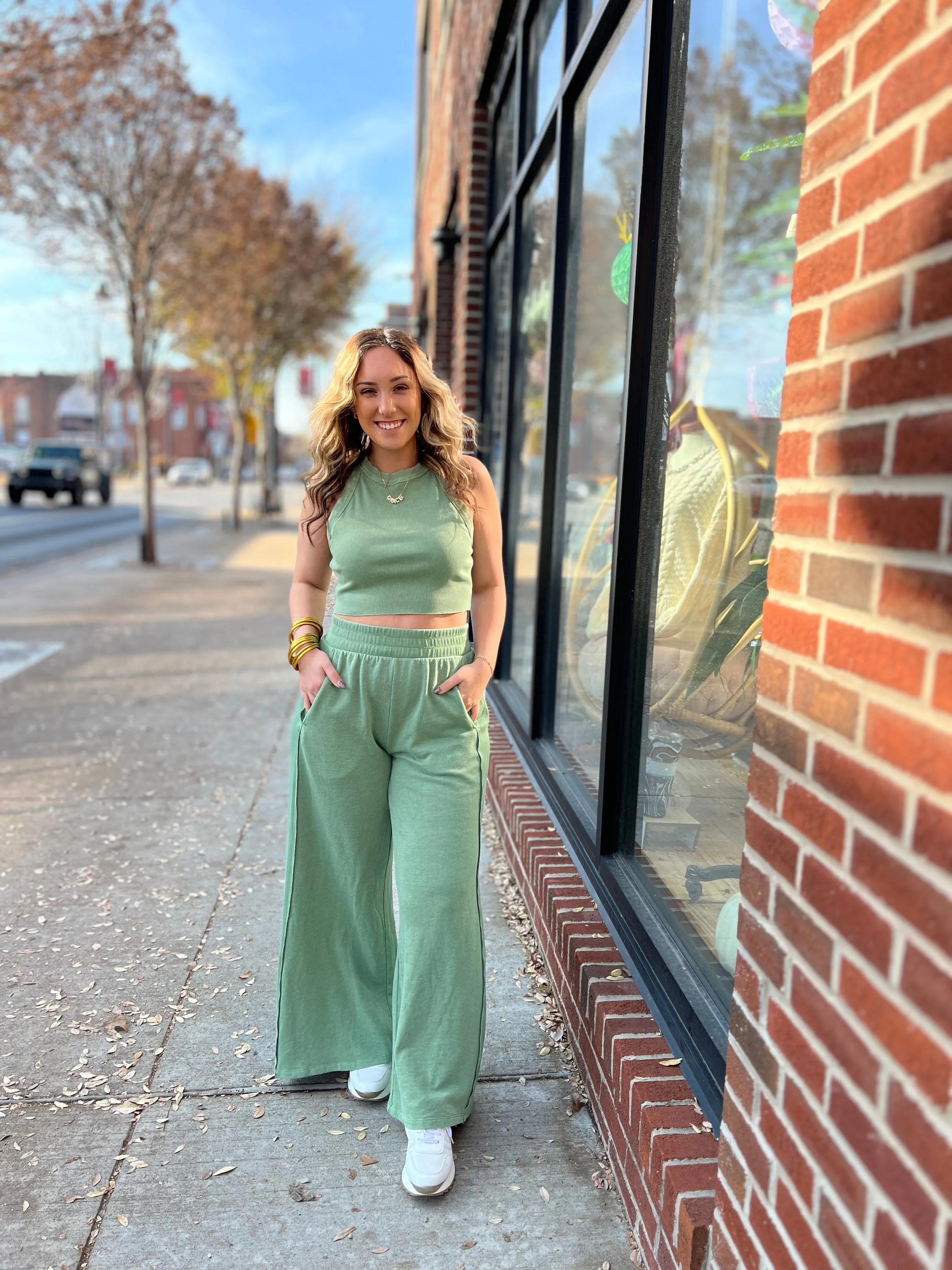 Olive Wide Leg Lounge Pants