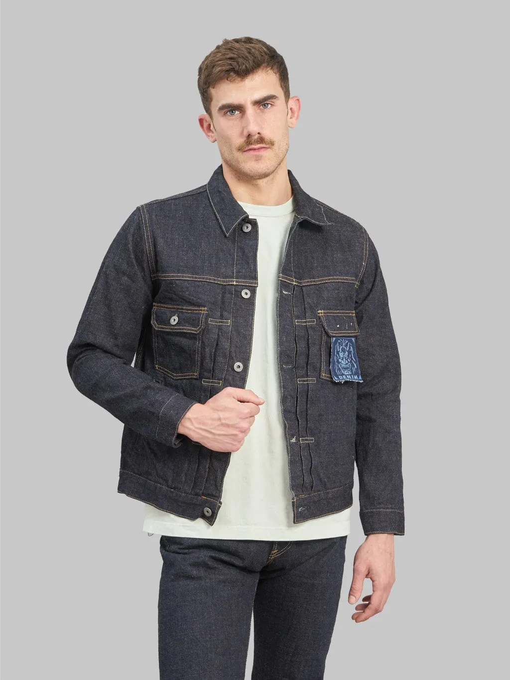 ONI Denim 02516P-14KBE "Indigo Beige" 14oz Type II Jacket