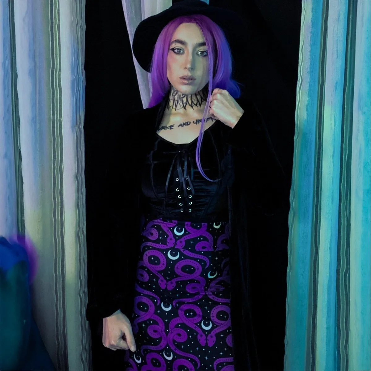 Purple Snake Moon Magick Maxi Skirt