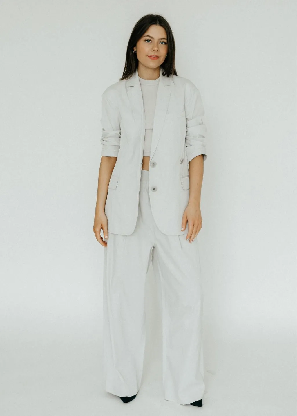 Tibi Drapey Suiting Liam Blazer in Stone