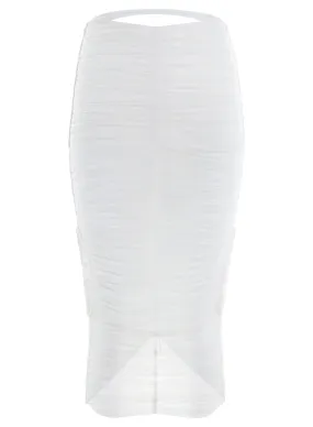 white ruched mesh skirt