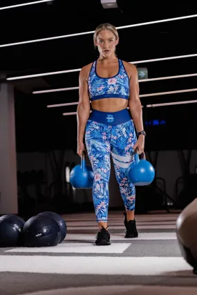 Women's Floral Print Leggings and Sports Bra Set.